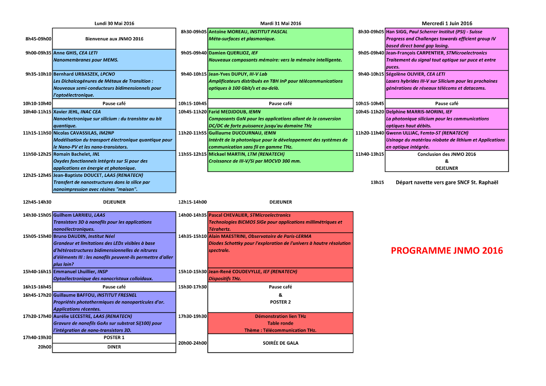 Programme JNMO 2016